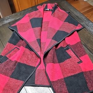 Red and Black Plaid Vest